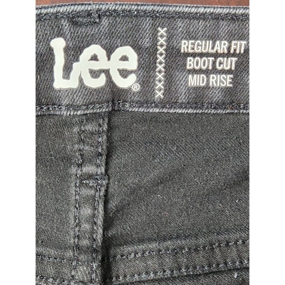 Lee Women Black Washed Mid Rise Boot Cut Stretch Denim Jeans Size 10P - Picture 9 of 9